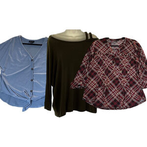 Lot of 3 Womens Tops SZ L Aero Misia Ava Grace Every Day Wear Casual Office